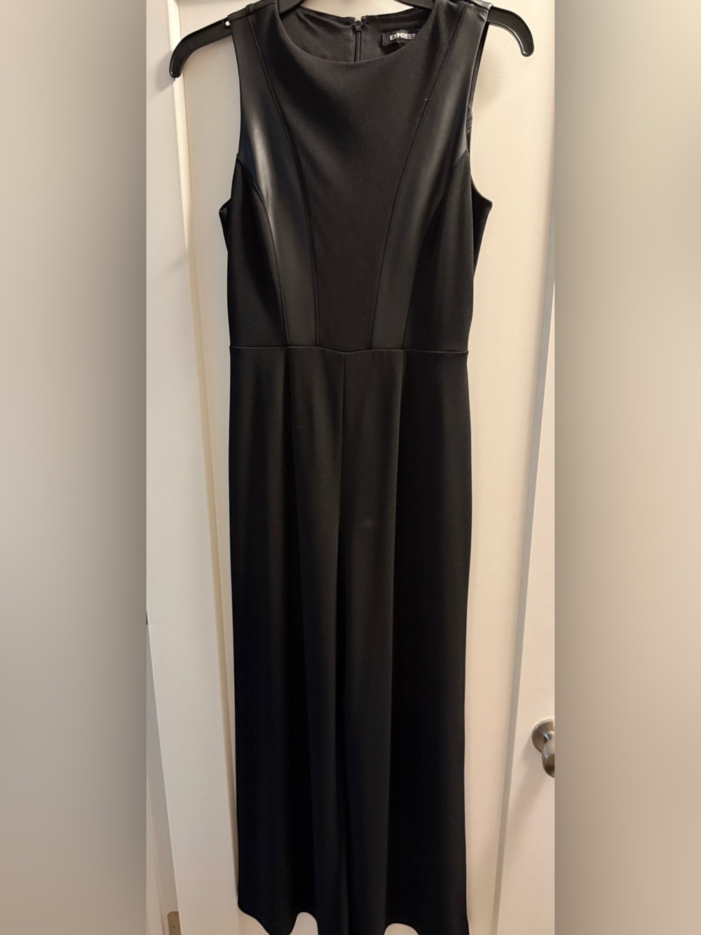 Express Black Sleeveless Dress with Faux-Leather Panels